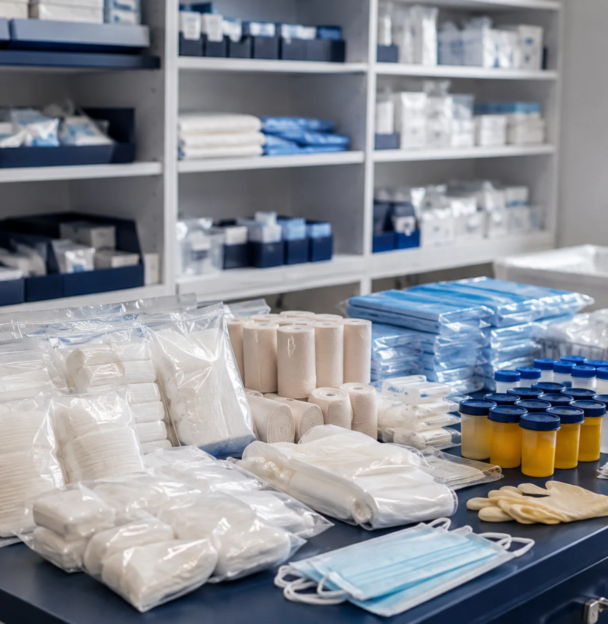 Packaged medical consumables and institutional healthcare supplies